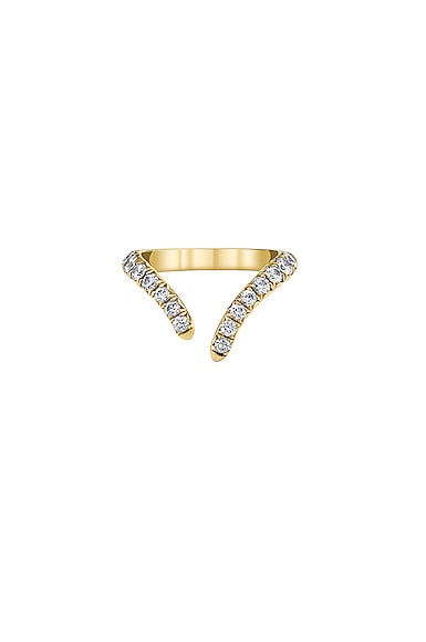 Logan Hollowell French Pave Diamond Tusk Ring in Metallic Gold