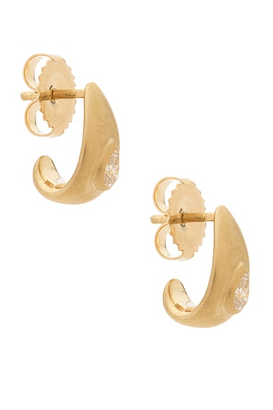 Logan Hollowell Water Drop Diamond Baby Tusk Earrings in Gold