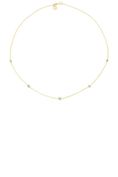Logan Hollowell 5 Emerald Orbit Bezel Choker Necklace in Yellow Gold