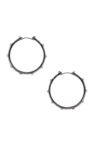 Large Round Pave Pyramid Hoop Earrings
