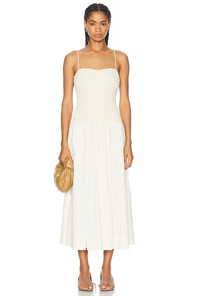 LPA Stacci Midi Dress in Beige & Cream