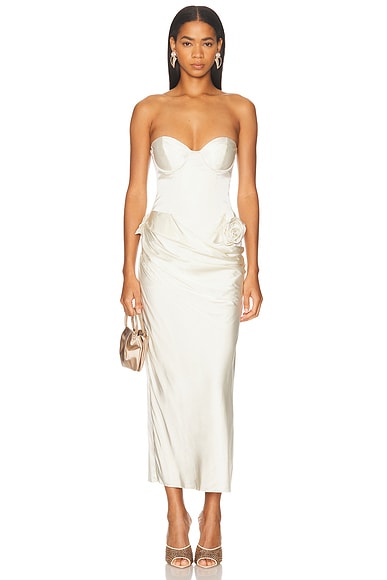 LPA Ilaria Corset Midi Dress in Ivory