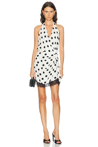 LPA Aveline Mini Dress in Ivory And Black Polka Dot