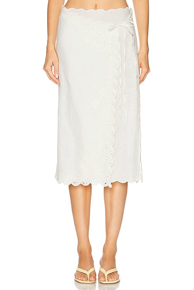 LPA Ophelia Midi Skirt in Ivory