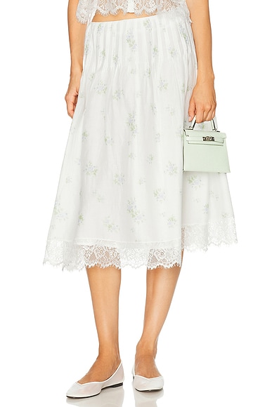 LPA Everly Midi Skirt in Blue Floral