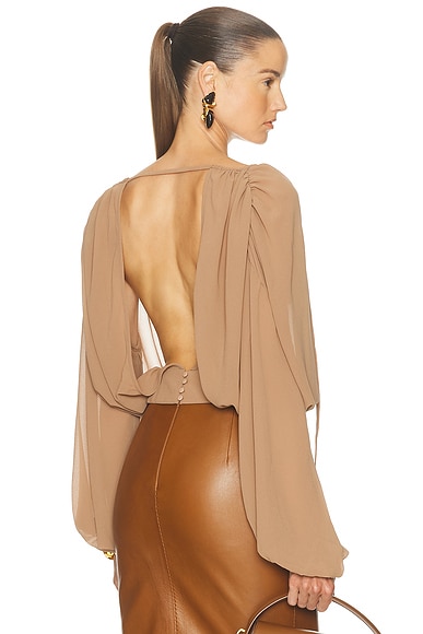 LPA Davina Blouse in Mocha Brown