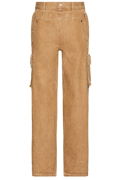 Peek-A-Boo Denim Trouser in Khaki