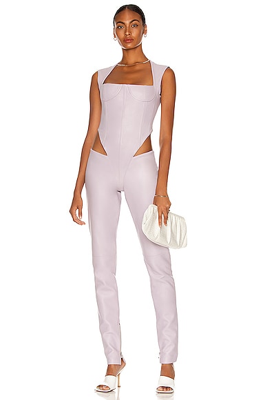 LaQuan Smith Cutout Jumpsuit in Lilac Ice