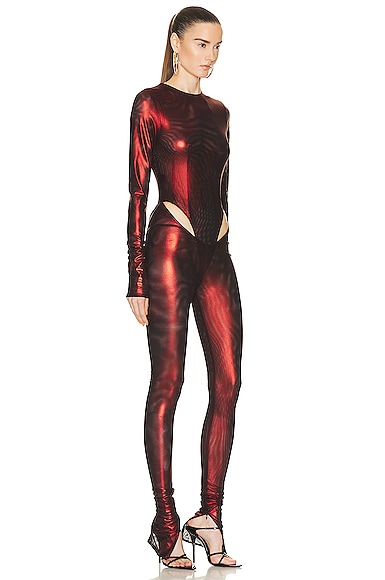 Shop Laquan Smith Hip Cut Out Jumpsuit In Oxblood