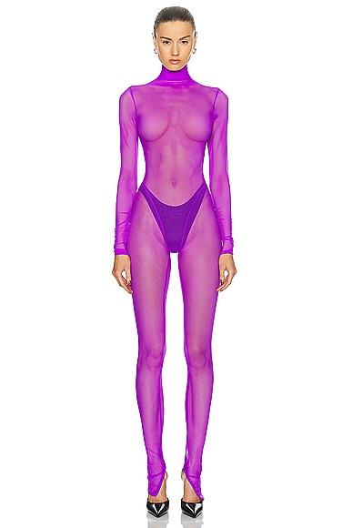 LaQuan Smith Long Sleeve Jumpsuit in Grape
