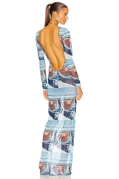 Printed Backless Maxi Dress
