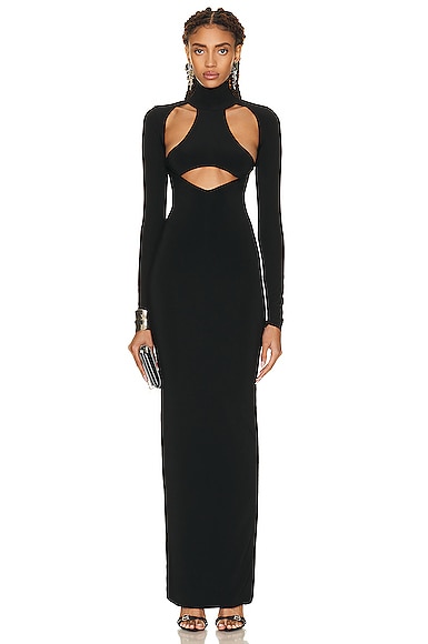 Cut Out Turtleneck Gown