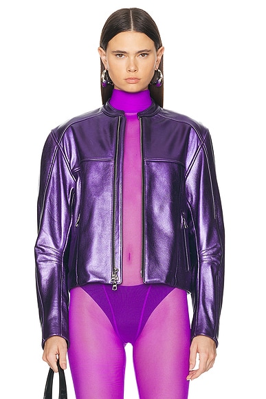 LaQuan Smith Bomber Jacket in Grape