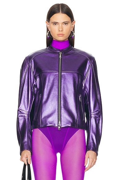 Shop Laquan Smith Bomber Jacket In Grape