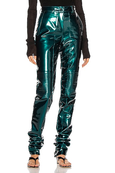 LaQuan Smith Latex Motor Pant in Emerald Green | FWRD