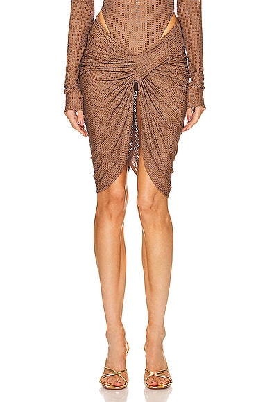 Mesh Crystal Wrap Skirt