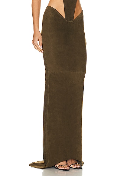 Shop Laquan Smith Maxi Skirt In Olive