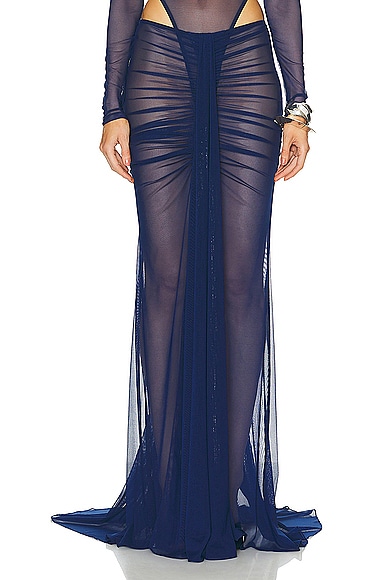 LaQuan Smith Maxi Skirt in Navy