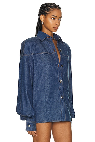 Shop Laquan Smith Oversized Button Down Shirt In Dark Blue