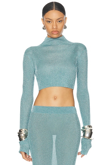 Mock neck crop top long sleeve hotsell