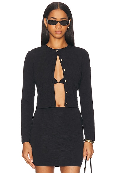 La Porte Lauren Swim Cardigan in Jet Black