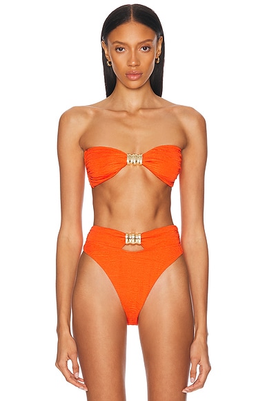 La Porte Kate Bandeau Hardware Bikini Top in Tangerine