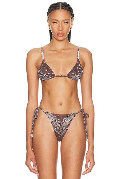 La Porte Midnight Rodeo Kendall Bikini Top in Hot Fudge Print