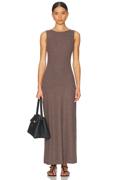 LESET Lauren Sleeveless Maxi Dress in Brown