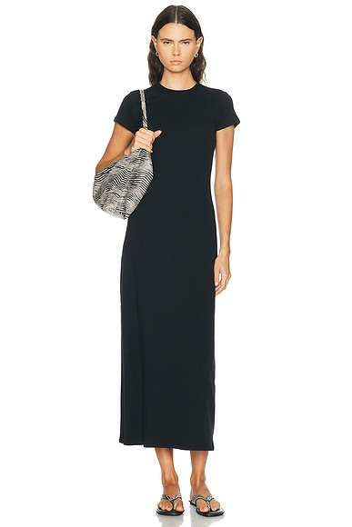 LESET Nando Short Sleeve Maxi Dress in Black