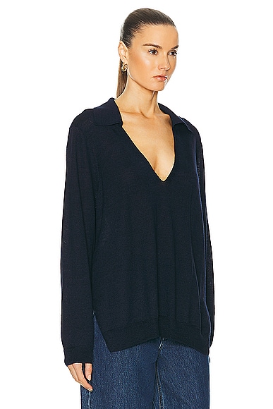 Shop Leset Eve V Neck Polo Sweater In Space