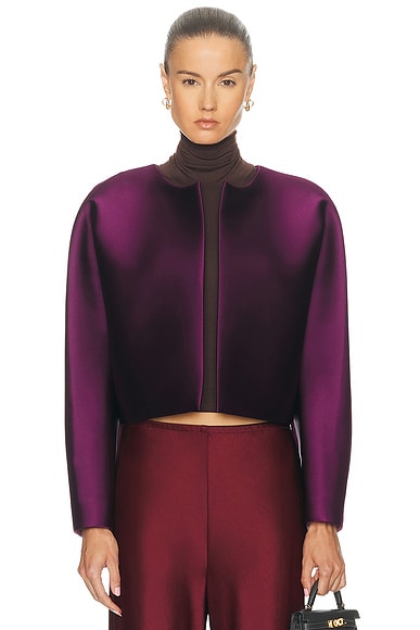 LESET Bobbi Crop Jacket in Aubergine