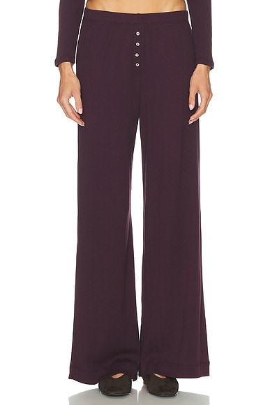 LESET Pointelle Boxer Pant in Dark Berry