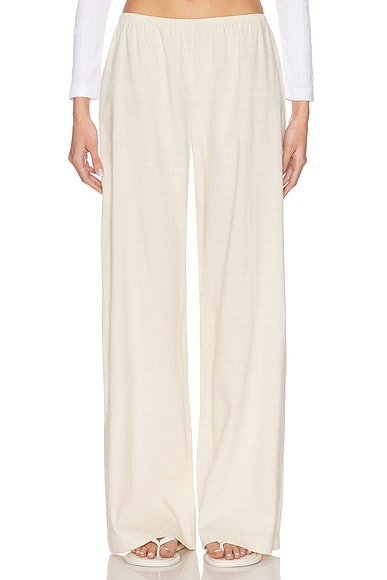 LESET Belle Wide Leg Pant in Oat