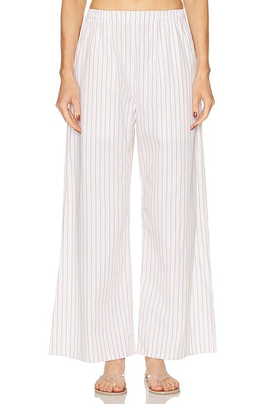 LESET Yoshi Wide Leg Boxer Pant in Parchment, Henna & Sun Stripe