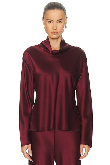 LESET Barb Long Sleeve Cowlneck Top in Bordeaux