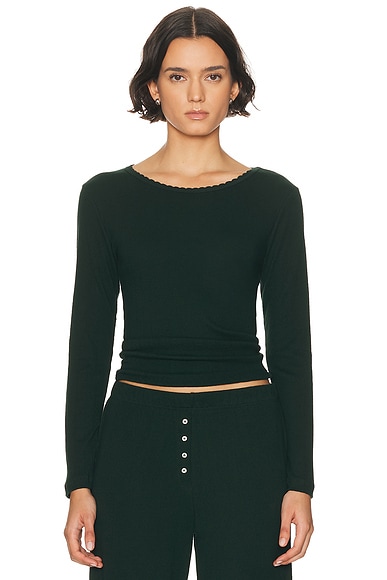 Pointelle Slim Fit Long Sleeve Top