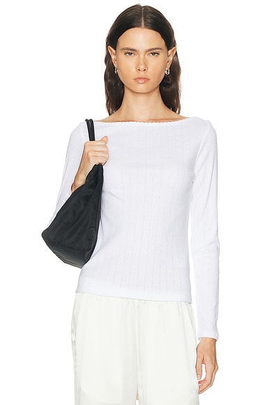 Pointelle Long Sleeve Bateau Top