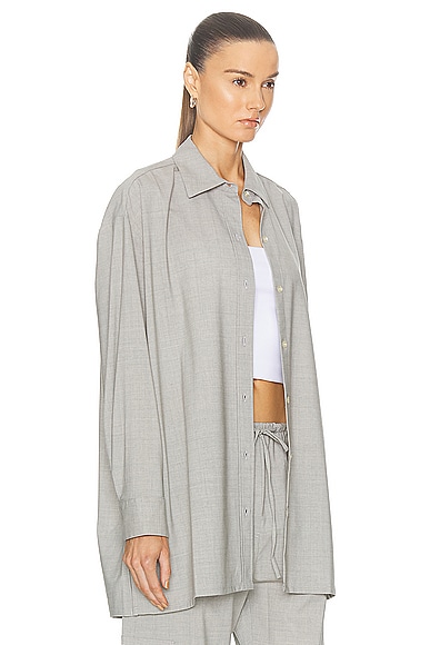 Shop Leset Jane Oversized Button Down Top In Light Grey