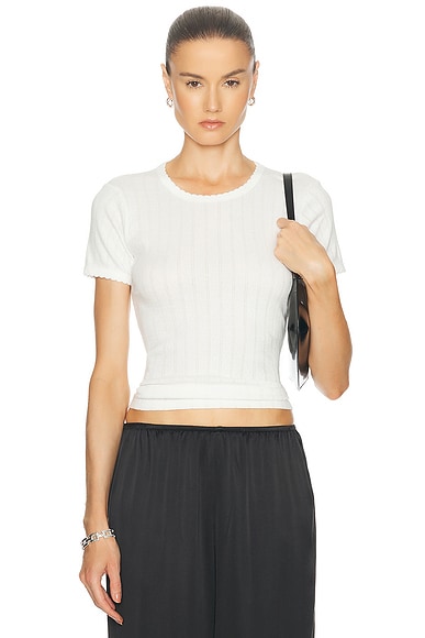LESET Pointelle Slim Fit Tee in White