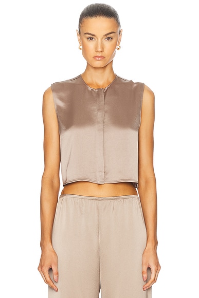 LESET Barb Crewneck Top in Liquid Bronze