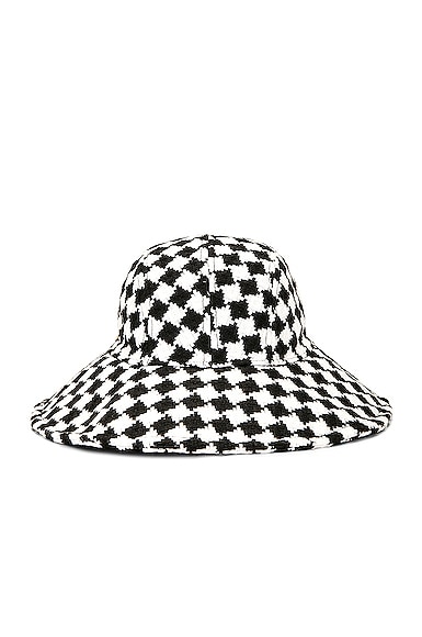 Lele Sadoughi Checkered Sun Bucket Hat In Jet White