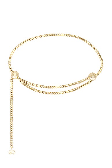 Lele Sadoughi Logo Chain Belt in Gold