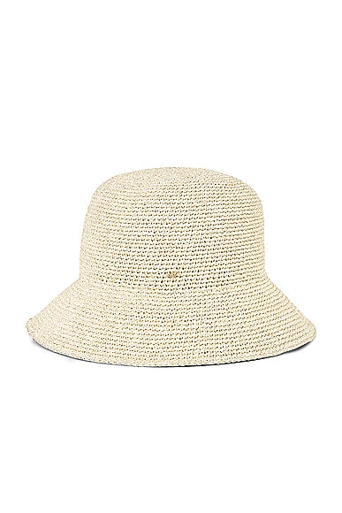 Shop Lele Sadoughi Metallic Yarn Crochet Bucket Hat In Gold
