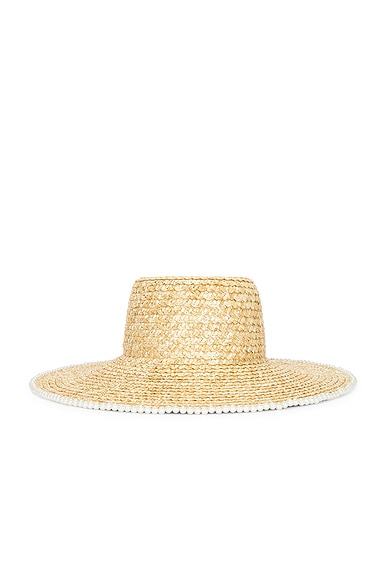 Shop Lele Sadoughi Pearl Edge Straw Hat In Natural