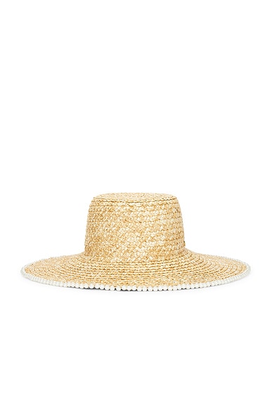 Shop Lele Sadoughi Pearl Edge Straw Hat In Natural
