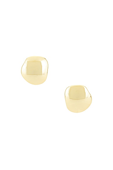 Discus Button Earrings in Metallic Gold