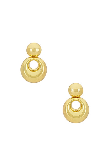 Medallion Drop Earrings in Metallic Gold