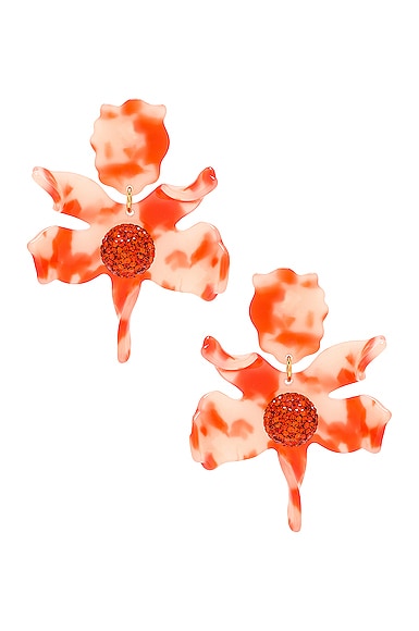 Lele Sadoughi Crystal Lily Earrings in Orange