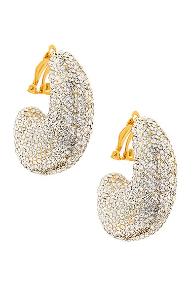 Pave Dome Hoop Clip On Earrings