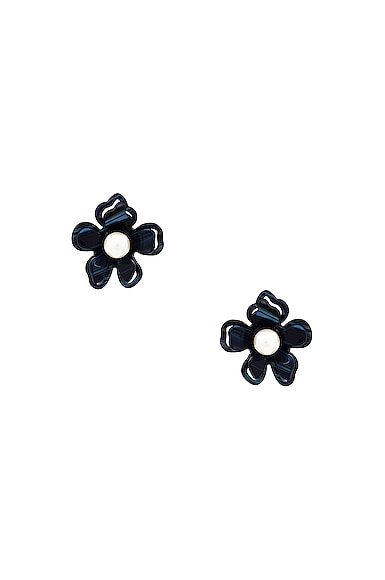 Azalea Button Earrings in Blue